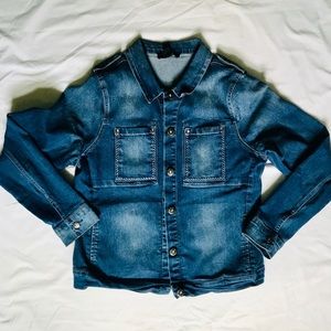 Nine West Jeweled Button Denim Jacket